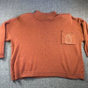 Plus Factor Women's‎ OS Burnt Orange Knit Sweater Crest Logo Shoulder Pads